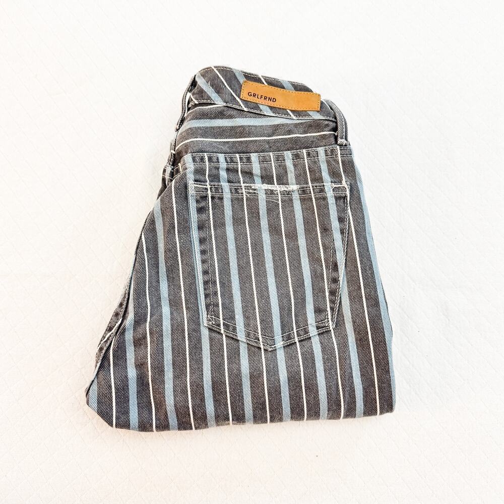 GRLFRND Karolina Taffy Skinny Striped Raw Hem Denim Jeans Size 25